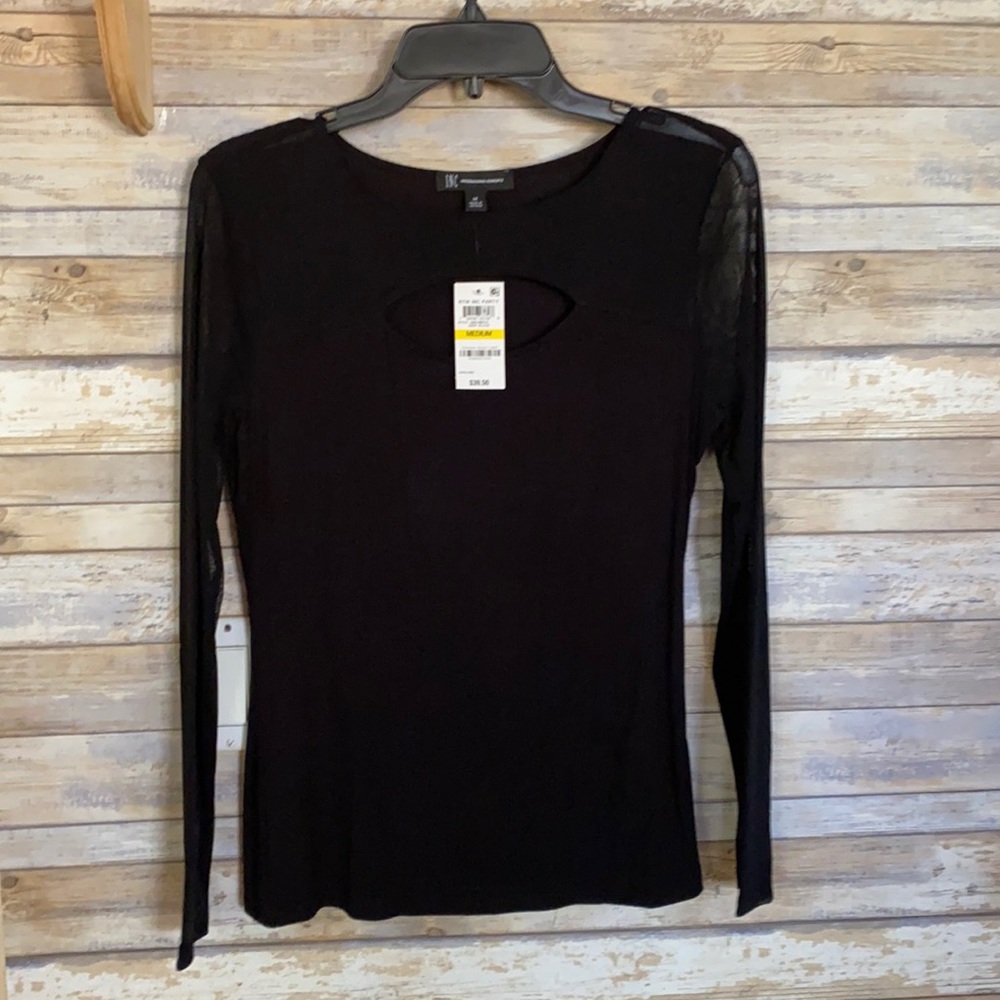 New with tags.INC Long-Sleeve Mesh Panel Top sizeM